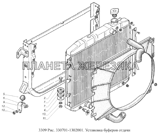 Установка буферов отдачи ГАЗ-3309 (Евро 2)